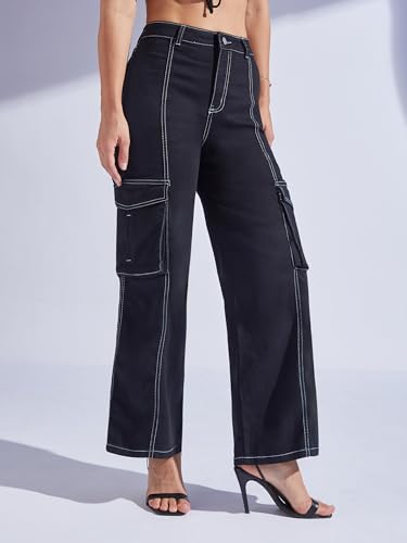 Image of Miss Chase Women's Wide-Leg High-Rise Regular-Length Stretchable Shaping Denim Jeans