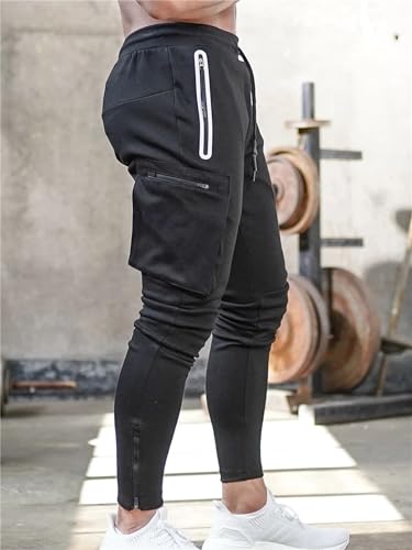 Men's Joggers Lightweight Workout Pants Ankle Zip Gym Athletic Sports Running Sweatpants with Zipper Pockets3