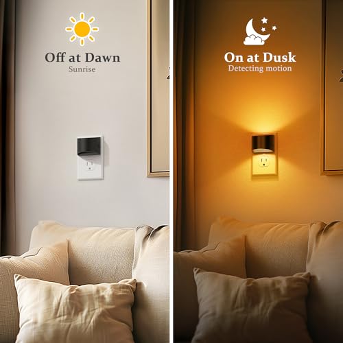 Image of JandCase Night Light, Modern Night Lights Plug into Wall,2 Pack Dusk to Dawn Sensor Nightlight, Amber Brightness Adjustable Nightlight for Kids Bathroom Hallway Kitchen Bedroom Decor