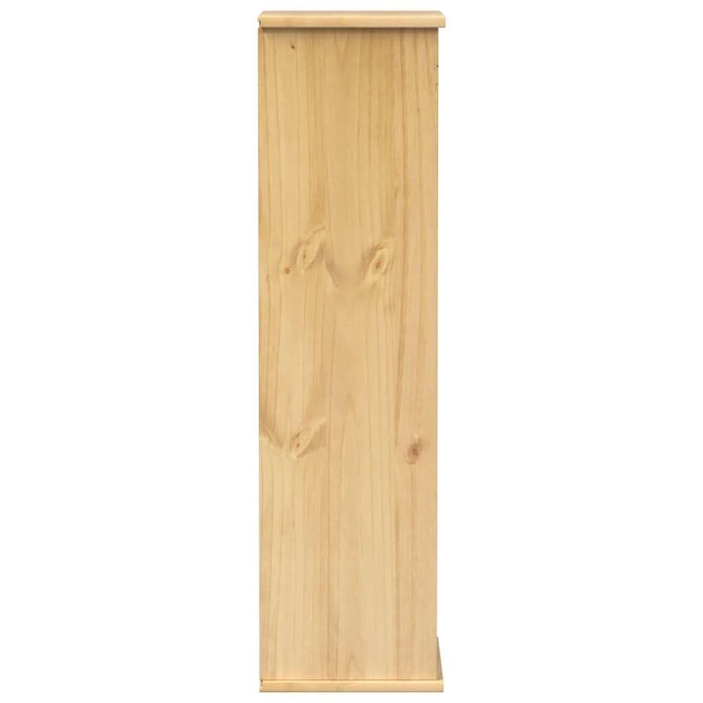 Mobile Porta CD 40x30x110 cm Legno Massello di Pino | Cassetto e scomparti a giorno, finitura cerata ambra, multifunzionale per ufficio o camera da letto