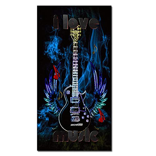 Poster Guitare Toile de Musique pour Décorer un Studio d'Enregistrement et Salon Contemporain 30x60cm
