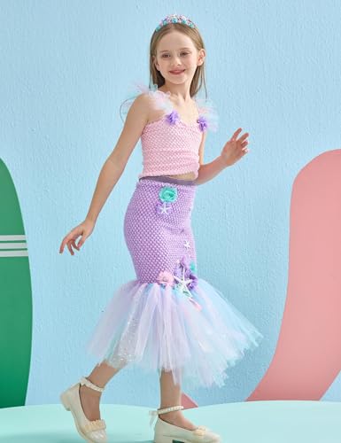 Disfraz completo de sirena para niñas 5-6 años miniatura 4