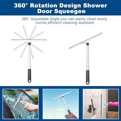 Image of RECLUSE 360 Rotatable Wiper - Cleaning Glass Wiper Window Cleaner, Shower Squeegee for Glass Doors, Rubber Window Squeegee, Small Squeegee for Shower Glass Door, Shower Glass Cleaner