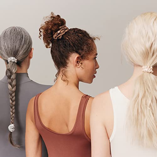 Image of Slip Silk Hair Ties - Skinny Silk Light Brown Scrunchies, No Damage, No Crease, Anti-Breakage |100% Mulberry Silk | All Hair Types | Made with Proprietary Slipsilk | Set of 4