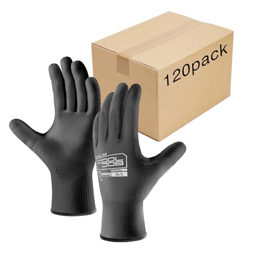 Image of COOLJOB 120 Pairs Safety Work Gloves Pack Bulk with Grip PU Coating