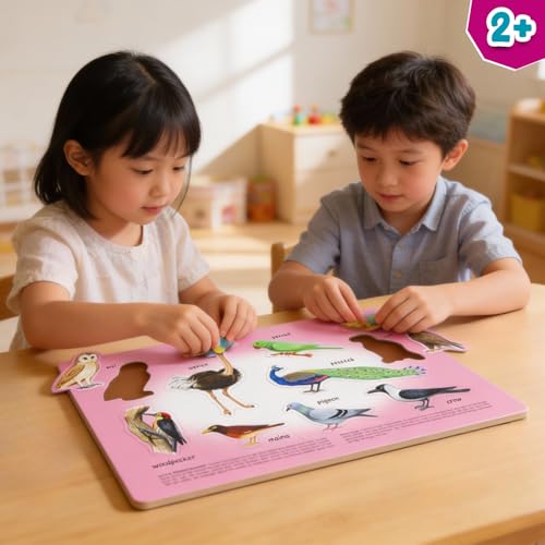 Image of Creative's Play 'N' Learn - Birds | Early Learning Puzzle | Birds Educational Wooden Puzzle Game | Wood Puzzle | Wooden Toy for Kids 2 & Up