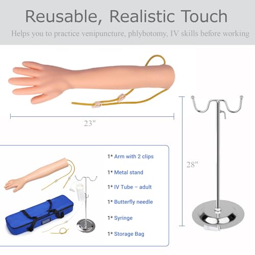 Image of Phlebotomy IV Practice Model, Arm Venipuncture Practice Intravenous Training Kits for Student Nurse Procedures Exercise IV Skills