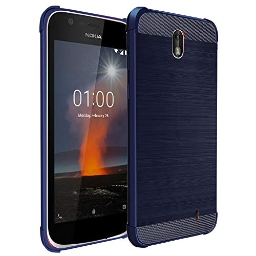 ebestStar - Funda para Nokia Nokia 1, Carcasa Capa Protectora Carbono TPU, Antigolpes, Azul Oscuro