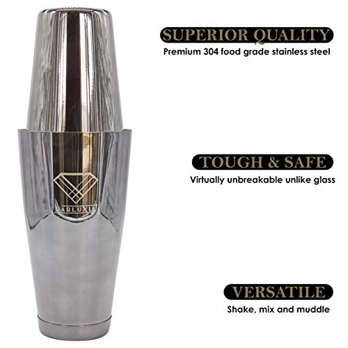 Barluxia 12-Piece Gunmetal Black Boston Cocktail Shaker Set #TOP25