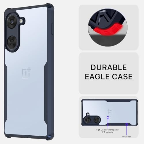 Image of Pikkme Back Cover for Oneplus Nord CE 5 5G | Ultra Hyrbid | Full Camera Protection | Raised Edge | Crystal Clear Transparent Bumper Case (Blue)