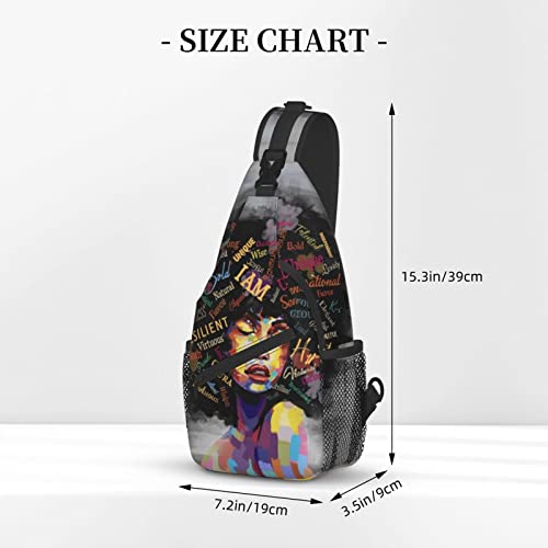 Sling bag for women Sling Backpack Travel Hiking Daypack for Men Shoulder Bag for Casual Sport Climbing Runners African American Black Girl (Glasses case included3