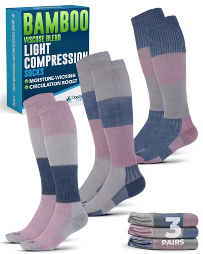 Image of Doctor's Select Bamboo Viscose Light Compression Socks for Women & Men - 3 Pairs, 8-15 mmHg Compression Socks, Knee High