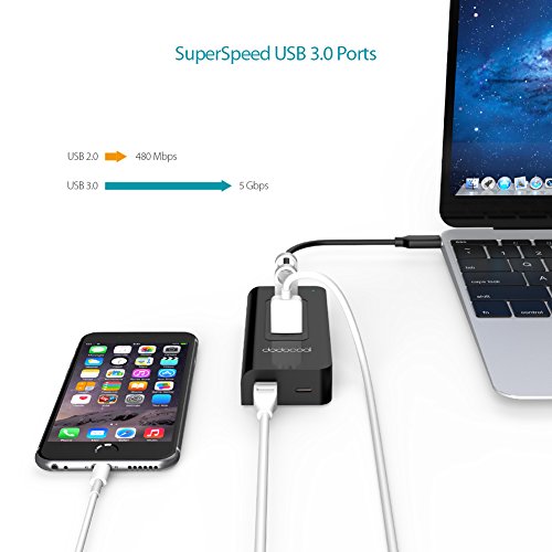 Dodocool Hub USB C com 3 portas USB 3.0 e adaptador Gigabit Ethernet Power Delivery 2.0 para Apple M