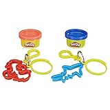 Play-Doh Clip-On Keychain Toy with Shark and Dragon Cutters and 2 Non-Toxic Colors 1-Ounce Cans