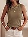 PRETTYGARDEN Sleeveless Sweater Tops for Women 2026 Summer Dressy Ribbed Tank Tops Spring Business Casual Work Shirts Blouses(Khaki,Small)