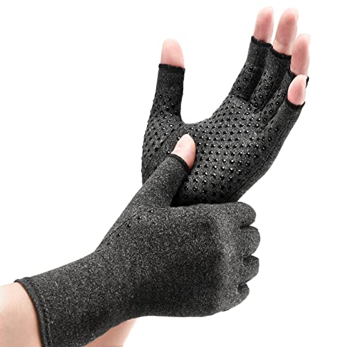 GINTRON Compression Arthritis Gloves, Fingerless Compression Gloves to Alleviate Rheumatoid, Crocheting, Hand Pains, Swelling Edema