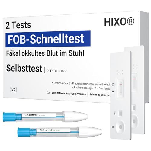2x Darmkrebs Selbsttest – Stuhltest auf okkultes Blut (FOB-Test) – Früherkennung für Darmgesundheit & Magen-Darm-Probleme – Ergebnis in 5 Minuten – Zuhause durchführbar