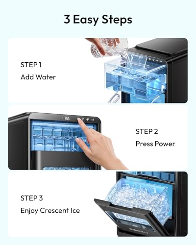 Image of EUHOMY Countertop Crescent Ice Maker, 16Pcs in 12Mins, 35Lbs /24H, Auto Deep Cleaning, Timer, Adjustable Ice Thickness, Portable Ice Cube Maker for Whiskey /Coffee /Soft Drinks
