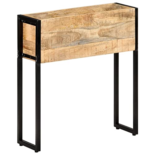 LLEZKBR Muebles select-Maceta 60 x 20 x 68 cm, madera de mango rugosa