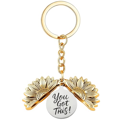 Rikhiua YOU GOT THIS Sunflower Keychain for Women Men Cute Inspirational Motivational Gift Uplifting Keychain for Friends Family Graduation Birthday Christmas