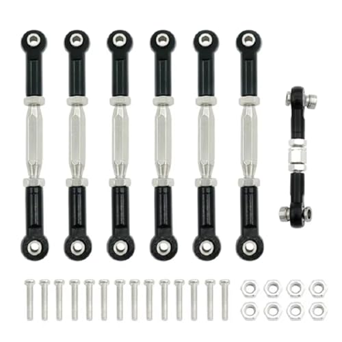 MIXVZARF RC Upgrade Accessories for Traxxas for Slash 4X4 for VXL 2WD for Rustler for Stampede for Hoss 1/10 Metal Turnbuckles Camber Link Rod Linkage Set RC Car Upgrades Parts(Black)