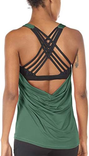 icyzone Women’s Open Back Workout Athletic Yoga Tank Tops with Built in Bra