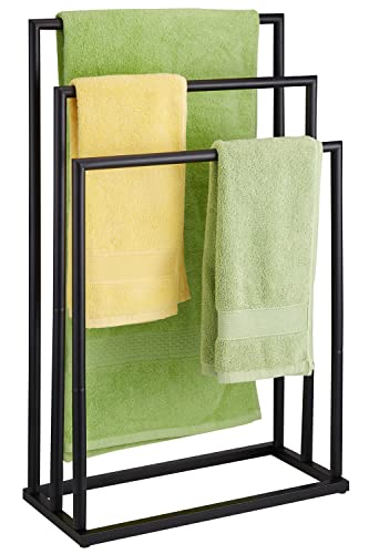 Free Standing Towel Racks For Bathroom, 3 Tier Stainless Steel Towel Rack Holder Stand For Bathroom Poolside Beach, Blanket Rack, Black, Decluttr #TOP9