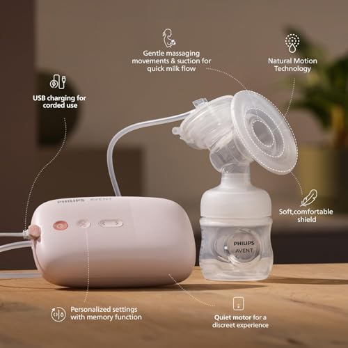 Image of Philips Avent Electric Single Breast Pump And Store Set | Personalised Experience, Flexible Silicone Cushion,Pink, White | 50 Reusable Milk Storage Bags | (SCF395 /11+SCF603 /50)