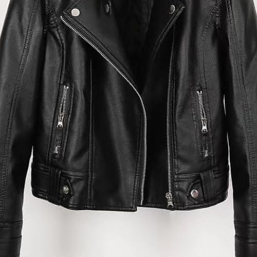 JEKE-DG Women's Blazer Collar Slim Fit Fall Coat Asymmetrical Zip Fashion Coat Jacket Faux Leather Cropped Biker Coats4