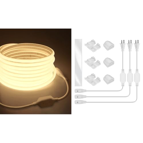 Tira LED COB 16.4 pies blanca cálida impermeable con kit miniatura 1