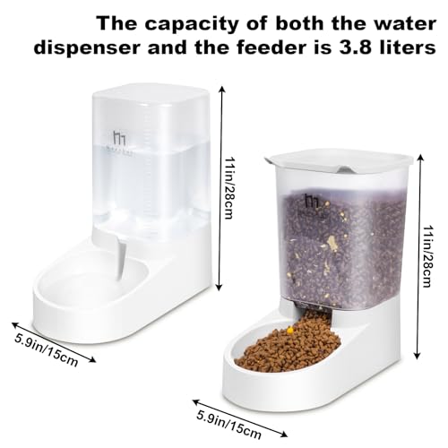 Marchul Cat Feeder and Water Dispenser, Automatic Gravity Dog Food Dispenser and Water Bowl, Pet Food Dispenser Set for Small Medium Dog Puppy Kitten, 1 Gallon (3.8L) - Image 6