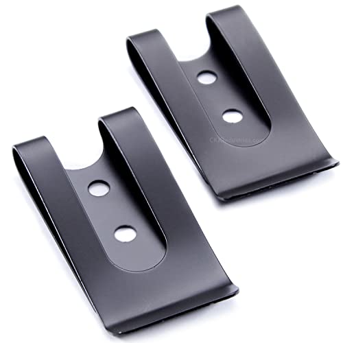 HolsterSmith - Universal Metal Belt Clip - fits up to 2.0 inch Belts - Tactical Black Finish – 2 Pack - for KYDEX Holsters, Sheaths, Cell Phone Cases