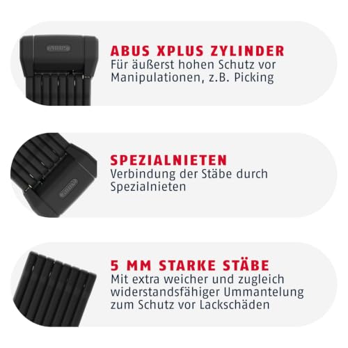 ABUS Faltschloss Bordo 6000K mit SH-Schlosshalter - Fahrradschloss mit XPlus Zylinder für hohen Manipulationsschutz - ABUS-Sicherheitslevel… – Ansicht 4