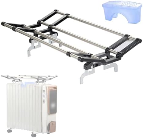Adjustable Clothes Drying Rack for Oil-Filled Radiator Heater, 24in Universal Humidification Box Rack, Perfect for Indoor Drying (Black)