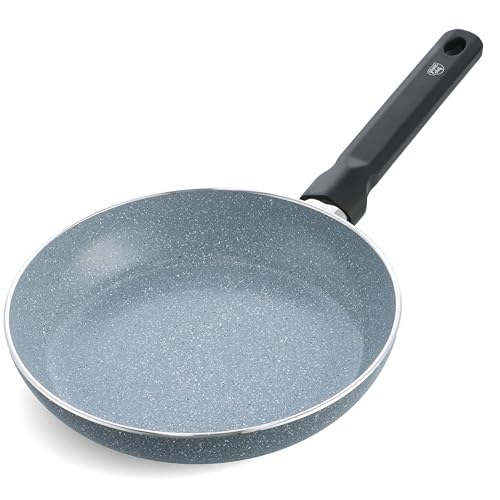 GreenChef Granite Ceramic Pro Healthy Ceramic Nonstick 32 cm Frying Pan Skillet, PFAS Free, Quartz Stone Look, Metal Utensil Safe, Suitable for all hobs including Induction, Oven Safe up to 160°C,Grey