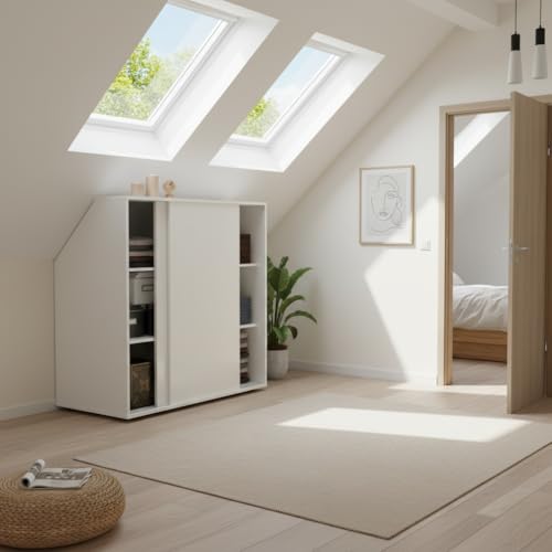 VDD Kleiderschrank mit schräger Wand im Dachgeschoss-Schlafzimmer – Schrank für schräge Wände