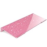 Rulyyo Ergonomic Computer Keyboard Stand - 17 Inch Glitter Pink Acrylic Keyboard Riser for Desk Tilted Keyboard Holder Tray with Non-Slip Strip for Home Office Easy Typing & Working
