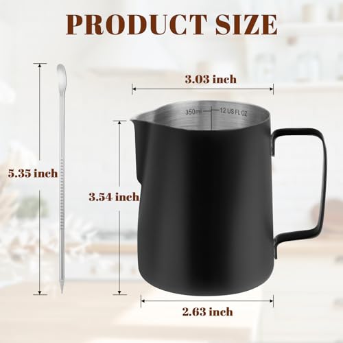 Image of Amrules Milk Frothing Pitcher 12oz Frother Cup Barista Tools, Black