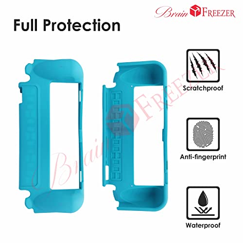 Image of Brain Freezer Protective Clear Cover with TPU Grip Compatible with Nintendo New Switch OLED 7 Inch Console and Joy-Con Controller (2021), Blue (Device not Included)