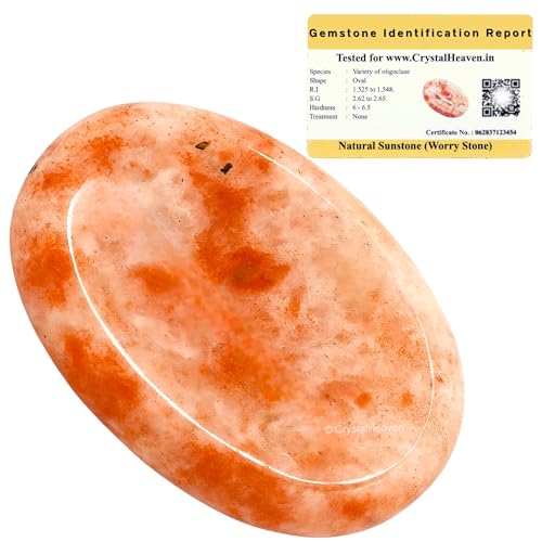 Image of Certified Sunstone Crystal Thumb Worry Pebbles Stones for Stress Relief