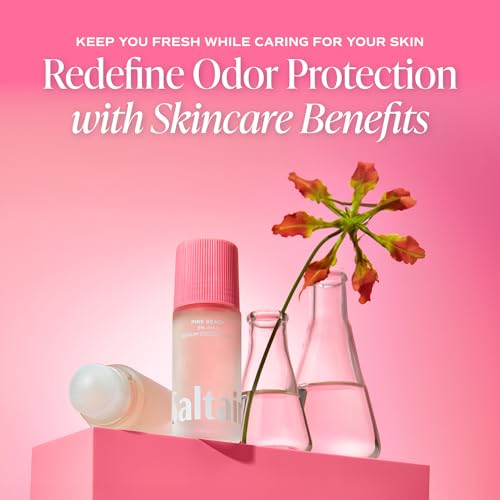 Image of Saltair Serum Deodorant 2 Pack - 5% AHA - Aluminum-Free Odor Control for Women & Men - Mandelic Acid Deodorant with Lactic Acid - Pink Beach Scent - 2x 1.7oz Travel Roll On