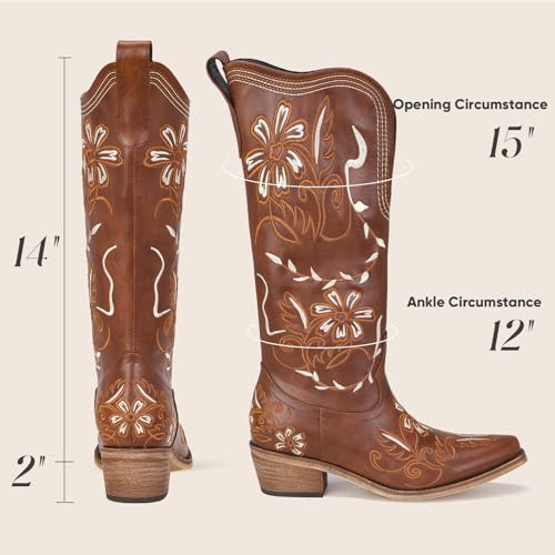 Image of Cowboy Boots for Women, Pointed Toe Chunky Heel | All-day walking comfort design, versatile for daily outfits, country music festivals and western style occasions