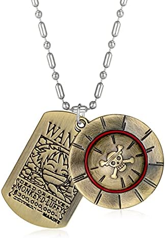 Buleens One Piece Yugioh Necklace for Women Men Mens Boys Girls Fairy Tail Anime Necklaces Skull Pirates Luffy Straw Hat Sword Cosplay Chain Pendant Stainless Steel Cubic Zirconia Long Silver Plated Cool Chunky