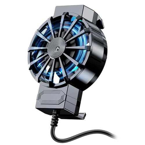 NIUSABOU Refrigerador de teléfono de bajo ruido, Enfriador portátil USB for juegos, color negro, con ventilador y luz for smartphones de 4 a 6,7 ​​pulgadas