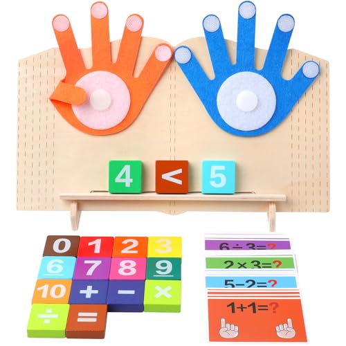 HYSZXUS Preschool Learning Toys for Toddlers, Educational Math Manipulatives Number Counting Blocks for Kids, Montessori Toys for 3 4 5 Year Old, Finger Counting Math Toy