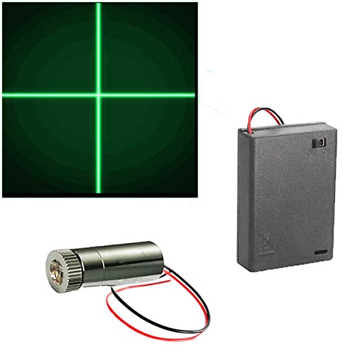 CTRICALVER 1pcs 520nm Módulo de Cruzado Verde Láser Enfoque Ajustable con Lente de Plástico 5.5-6V + 1pcs AA Soportes de Batería (Forma de la fuente de luz: cruz)
