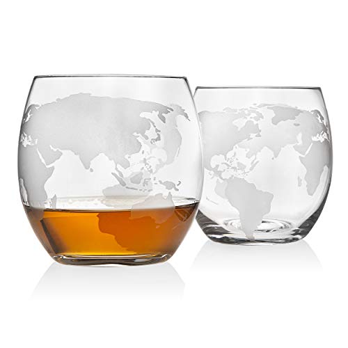 Godinger Whiskey Decanter Ship Globe Set With 2 World Whisky Glasses - For Liquor, Scotch, Bourbon, Vodka - 850Ml #TOP4