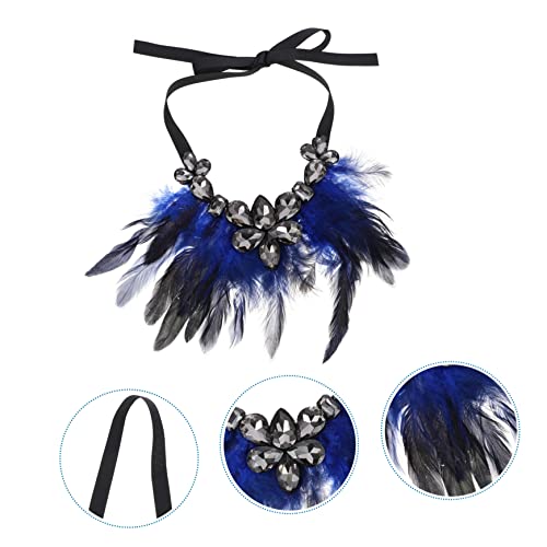 Tendycoco 1Pc Jewelry Decor False Rhinestone With Unique Natural Clavicle Party Glass Collar Necklace Wedding For Fashion Crystal Pendant Retro Blue Bohemian Women Vintage Ornament #TOP3