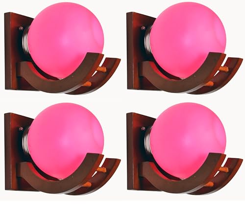Image of Traditional Indoor Wall Light Wall Lamp Wood Light for Home Decoration,Living Room,Indoor Outdoor (Brown) Globe Shape Wooden 5 to 80 Watts E27 Holder(Bulb not Included) Pack of 4