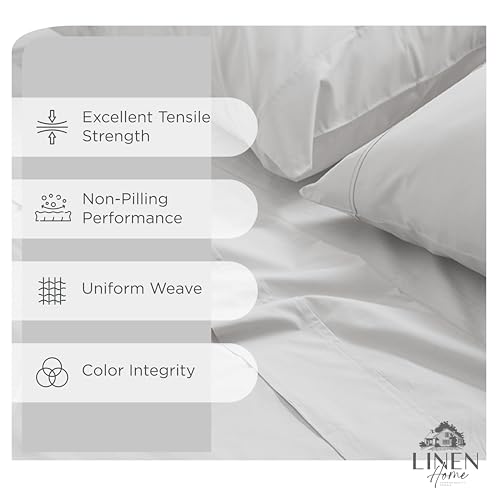 Image of Linen Home 2-Pack Queen Sheet Set, 100% Cotton Percale Bedding, 8-Piece Value Bundle, Deep Pocket Cooling Bed Sheets for Hot Sleepers, Breathable & Crisp Hotel Quality, Long-Staple Cotton, White